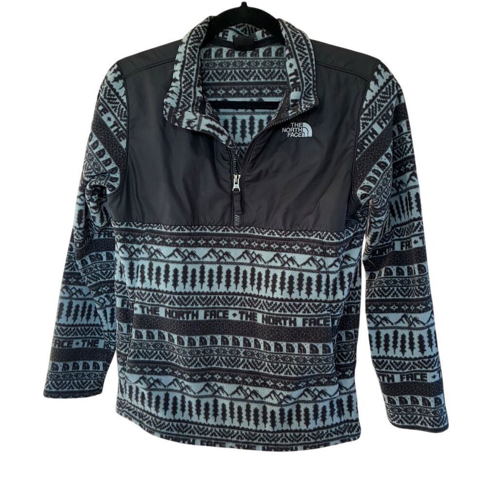 The North Face Girls Aztec 1/4 Zip Fleece Jacket Black Size 14-15
